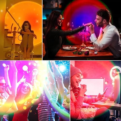 Sunset Lamp Projector, Rainbow Projection Led Lights with Remote, 16 Colors Multicolor Changing LED Night Light, Sunlight Light for Photography Selfie Party, Home Bedroom Decor Xmas Gifts for Women thumbnail 5