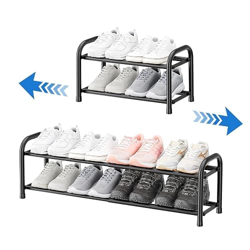 ENJOYBASICS Expandable Shoe Racks, 2 Tier,17.8 to 32.76 inch,Metal,Black | Maximum Space Efficiency,Superior Quality,Effortless Setup,Adjustable&Versatile,for 4-8 pairs,for Closet,Entryways, Dorm thumbnail 9