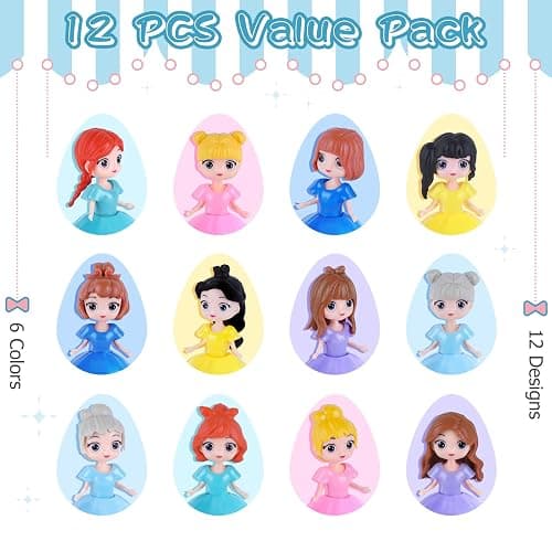 Uiseba 12 PCS Princess Prefilled Easter Eggs, Easter Basket Stuffer,Hunt Gifts for Kids, Classroom Prize and Party Favors thumbnail 4