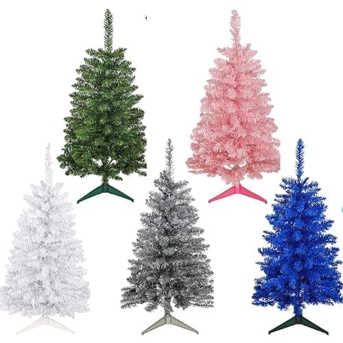 JPM Mini 3FT Blue Artificial Christmas Tree for Tabletop, 50 LED Lights, 164 Branch Tips, Foldable Metal Base & Easy Assembly, Holiday Decor for Home, Office, Apartment thumbnail 3