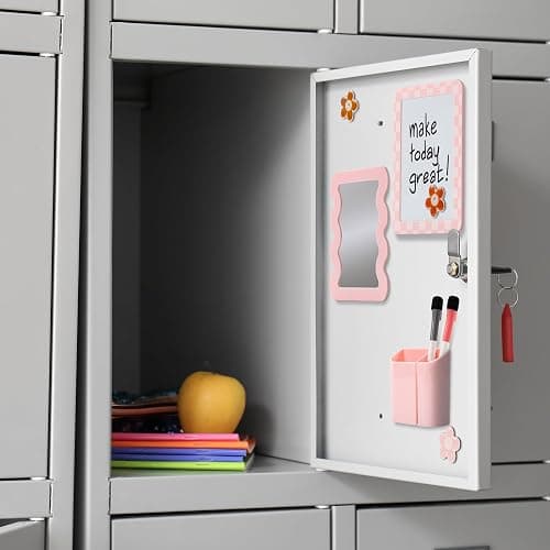 Stylish Locker Accessories Kit for Girls - Includes Mirror, Whiteboard, Pen Holder, Cute Flower Magnets & Marker Set - All-in-One School Locker Decor & Organizer Set to Brighten Up Your School Day thumbnail 6