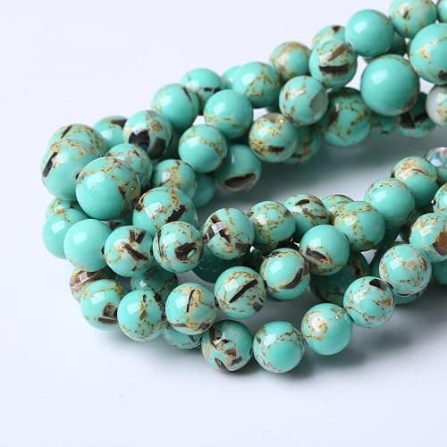 60PCS 6MM Turquoise Beads with Mother-of-Pearl Round Loose Beads Natural Gem Beads for Jewelry Making 15 thumbnail 4