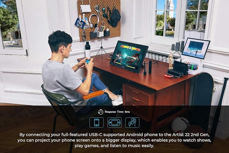 Drawing Tablet with Screen XPPen Artist 22 2nd Computer Graphics Tablet 122% sRGB with 8192 Levels Tilt Function Battery-Free Stylus, 21.5inch Pen Display Compatible with Windows, Mac, Linux - 21.5 Inch - Standard W/O Keys thumbnail 6