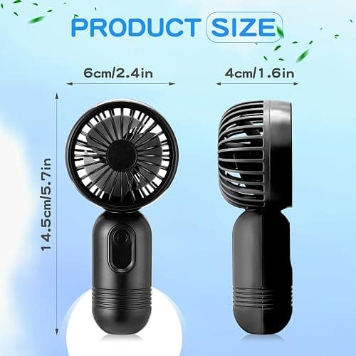 Rossesay 6 Pcs Mini Portable Fan Bulk Cute Handheld Lightweight Small Little Personal Hand Eyelash Fan 3 Speeds USB Rechargeable for Women Men Indoor Outdoor Makeup Travel (Black) thumbnail 3