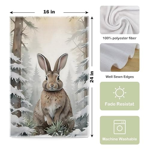 Qpenm Forest Animal Nursery Decor Kitchen Towels,Woodland Animals Baby Shower Decorations,Woodland Forest Animal Waffle Weave Dish Hand Towels,Fox Brids Deer Towels,(16×24 Set of 4) thumbnail 3
