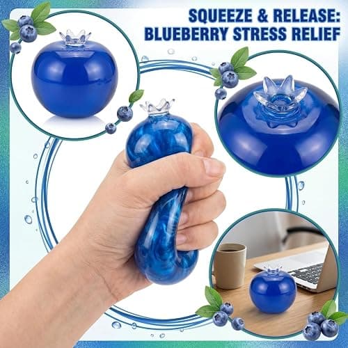 Blueberries Squishy Toys, Fruit Squishy Party Favors for Classroom Prize Stress Relief Squishies Bulk Gift Ideal for Relax, Focus thumbnail 4
