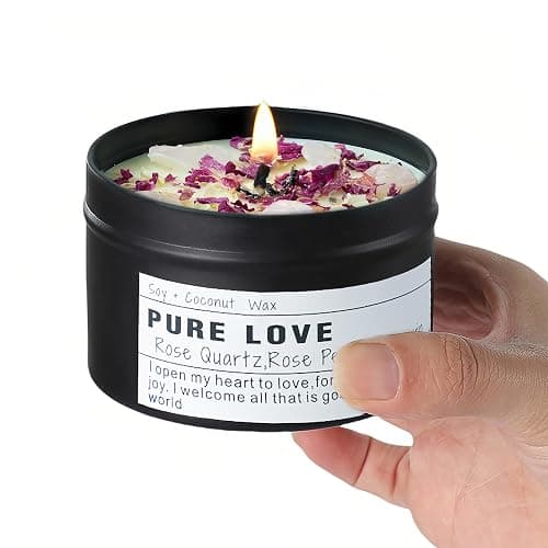 Rose quartz “pure love” crystal candle - Image 1