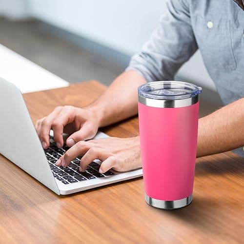 ATIKZHE 20oz Tumbler with Straw and Brush, Stainless Steel Vacuum Insulated tumbler, Double Wall Insulated Coffee Tumbler for Outdoor, Home, Travel,Office (Peach,1pcs) thumbnail 2