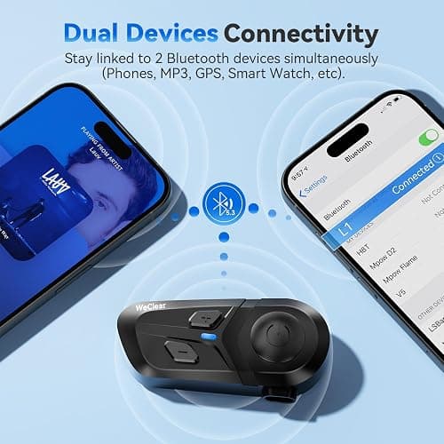 WeClear L1 Motorcycle Bluetooth Headset, Wireless V5.3 HD Audio Speakers, IP67 Motorcycle Headphones, Hands-Free Call/Music/GPS/Fast Charging/Noise Cancellation, Single Person Use thumbnail 4