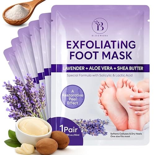 Foot Peel Mask for Hard Skin (6 pairs) Foot Mask for Cracked Heel Solution, Dry Feet Care with Lavender & Shea Butter, Dead Skin Remover, Exfoliating Socks for Women & Men, One Size Fits Most - Image 1