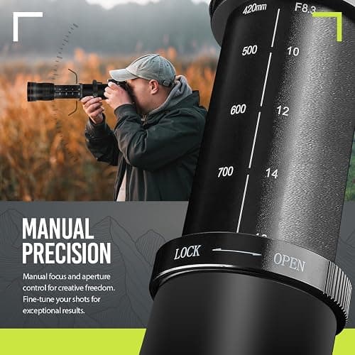 High-Power 420-1600mm f/8.3 HD Manual Telephoto Zoom Lens for Canon T1i T2i T3 T3i T4 T4i T5 T5i T6 T6i T6s T7 T7i T7s T8i EOS 1D 5D 6D 7D 30D 40D 50D 60D 70D 80D 90D XS XSI SL3 SL2 SL1 thumbnail 4