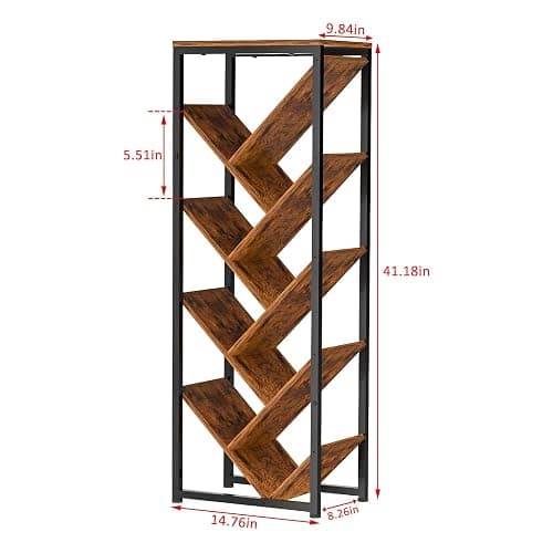 Cutogxon Tree Bookshelf - 9 Tier Floor Standing Tree Book Storage Organizer with Adjustable Feet for Hardcover Books, Vintage Living Room, Patent Pending thumbnail 3