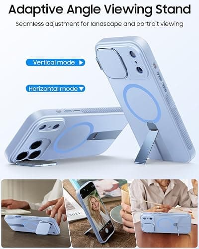 VOFATA for iPhone 17 Pro Case with Precision Lens Protection, Dual Metal Invisible Stands, Fit for Magsafe, Mil-Grade Drop Tested, Camera Control Button, Magnetic Silky Touch Phone Case,Light Blue thumbnail 3