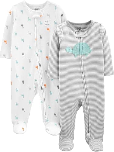 Simple Joys by Carter's Baby Neutral 2-pack Cotton Footed Sleep and Play - Image 1