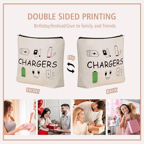 Girlly Charger Makeup Bag: Charging Cord Electronics Accessories Themed Cosmetic & Toiletry Organizer Pouch For Teen Girls & Women.Ideal Gift For Travel, Birthdays, & Christmas. thumbnail 6