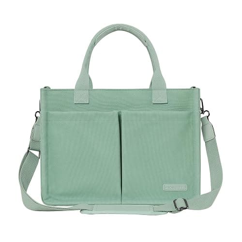 FIORETTO Womens Canvas Tote Bag Purse with Individual Compartment, Zipper Top, Reinforced Bottom & Luggage Sleeve thumbnail 2