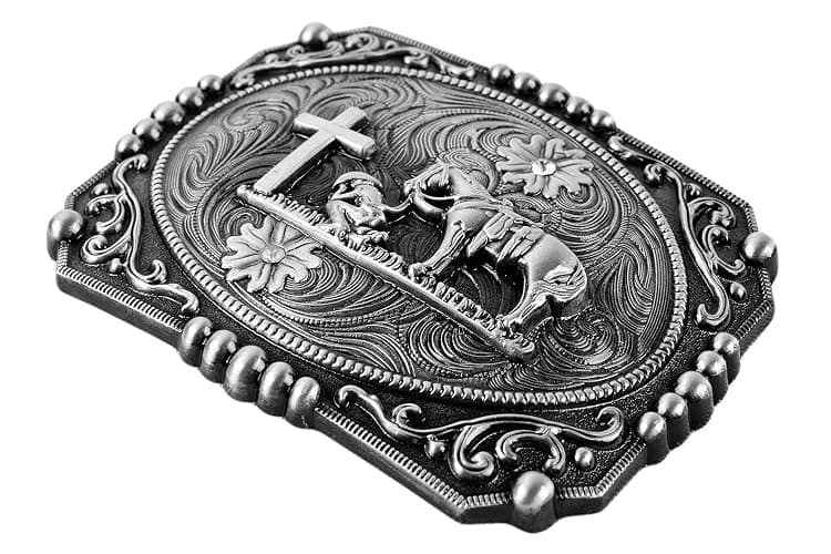 Moranse Religion Cross Cowboy Kneeling Prayer And Horse Design Belt Buckles thumbnail 3