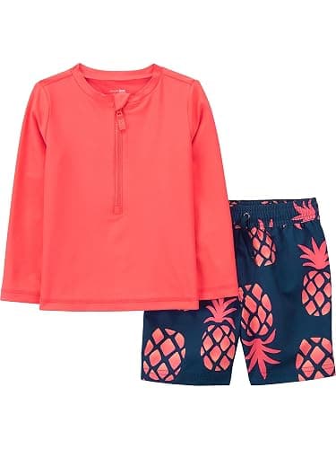 Simple Joys by Carter's Baby Boys' Swimsuit Trunk and Rashguard Set - Image 1