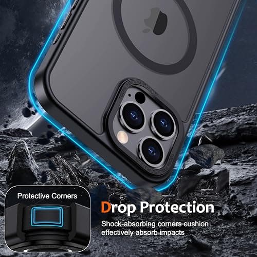 Anuck Case for iPhone 15 Pro Max Case Magnetic Phone Case Compatible with MagSafe, Soft TPU Bumper Hard Translucent Matte Back Slim Fit Shockproof Protective Cover for Men Women Girls - Black thumbnail 4