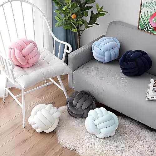 KEBAIHUA Knot Ball Pillows, Round Throw Pillow Cushion (Light Green,8.5") | Home Decor Soft Plush Pillow, Throw Knotted Ball Pillow, Stress-relief, Cute Decor for Kids Room,Sofa,Bed,Ideal Gift thumbnail 2