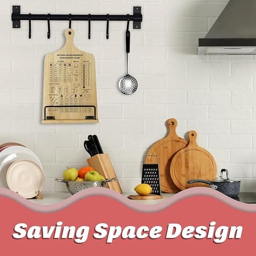 Kitchen Conversion Chart Cookbook Stand, Sturdy Wood Cook Book Holder, Recipe Cookbook Holder Stand with Kitchen Counters, Baking Christmas Gifts for Women, Accessiores for Holding Cookbooks thumbnail 5