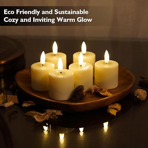 Rhytsing 6 Rechargeable Flameless Votive Candles with Timer for Home Decor, Led Faux Battery Operated Tealight Candles with Magnetic Charging Base, Type-C USB Cable, Remote Included-D1.6 X H2.7 inches thumbnail 4