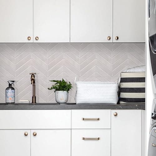 STICKGOO 10 Sheets Thicker Herringbone Peel and Stick Backsplash, 12.6”×9.7” Stick on Wall Tiles, Self Adhesive Tile Sticker for Kitchen Backsplash and Bathroom, Smoky Pink thumbnail 9