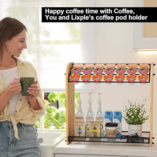 K Cup Holder Coffee Pod Organizer for Coffee Bar Accessories, K Cup Holders for Counter, Large Capacity K Cups Holder, Easy Assembly Coffee Station Organizer for Countertop (28 Coffee Pods At Least) thumbnail 5