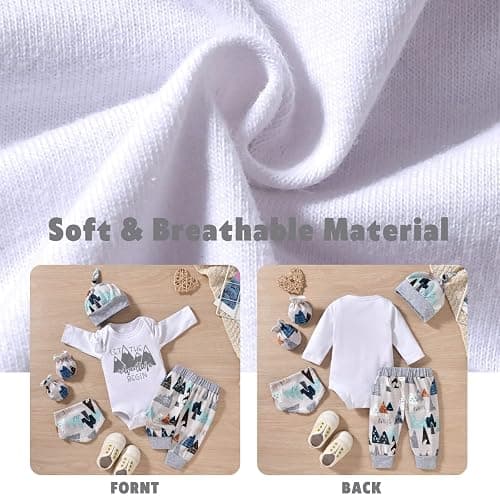 Aalizzwell Newborn Baby Boy Long Sleeve Outfit for Fall Winter thumbnail 5