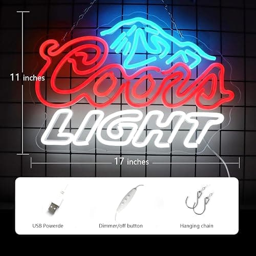 JFLLamp Crs LIGHT Neon Signs for Wall Decor Neon Lights for Bedroom Led Signs Suitable for Man Cave Bar Pub Restaurant Christmas Birthday Party Gift Led Art Wall Decorative Crs Light Bar Sign, 5V Usb Power, 17*11 Inch(Azure+red+white） thumbnail 3