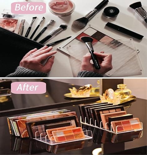 YRDGRG 2 Pcs Eyeshadow Palette Organizer Use for Bathroom Countertops, Wardrobe, Shelf, Drawer, Sunglasses, Wallet, Contour Kit (Cosmetic Storage Box Small&Large) Makeup (Clear), 7.08x5.12x1.97 in thumbnail 4