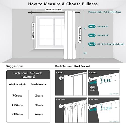 Deconovo Blackout Curtains, Thermal Insulated, W70 x L108 2 Panels, Back Tab, Machine Washable, Room-Darkening Drapes for Bedroom/Living Room Navy Blue thumbnail 10