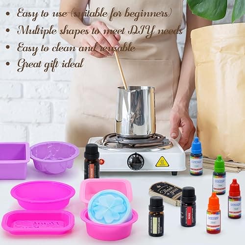 MuseLuxe Soap Making Kit for Adults & Kids - Soap Making Supplies with Melt and Pour - Base,6 Silicone Molds, Colorant,Fragrances,Dried Flowers,Gift Card,DIY Craft Kit for Beginners thumbnail 4