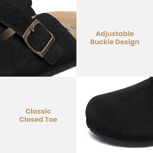 Xiakolaka Women's Suede Clogs Adjustable Buckle Slip on Footbed Home Clog Slippers thumbnail 4