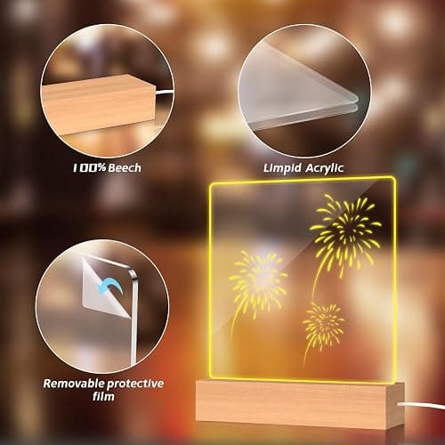 Gifts for Women Men Girls-Personalized DIY Night Light Message Board with Erasable Pen,Room/Home/Office Décor,Best Gift for Mother's Day/Father'sday/Birthday/Wedding/Anniversary thumbnail 6