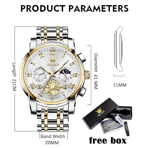 OLEVS Watch Men Stainless Steel Waterproof Analog Dress Watch Date Luxury thumbnail 6