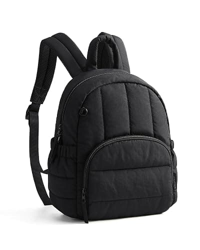 BAGSMART Mini Backpack for Women, Lightweight Puffer Small Backpack Purse, Quilted Casual Travel Daypack, Cute Water-Resistant Bookbag for Daily, Black - Image 1