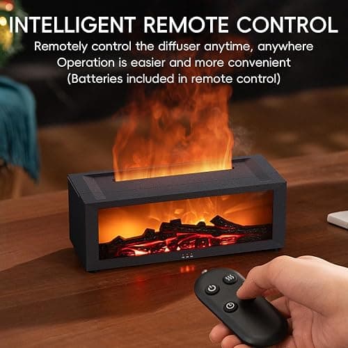 YALEDI Essential Oil Diffuser, 7 Colors Fireplace Fire Flame Aromatherapy Diffuser, 150ml Ultrasonic Humidifier, Scent Aroma Diffuser with Remote Control & Timer for Home,Bedroom,Office,Yoga (White) thumbnail 6