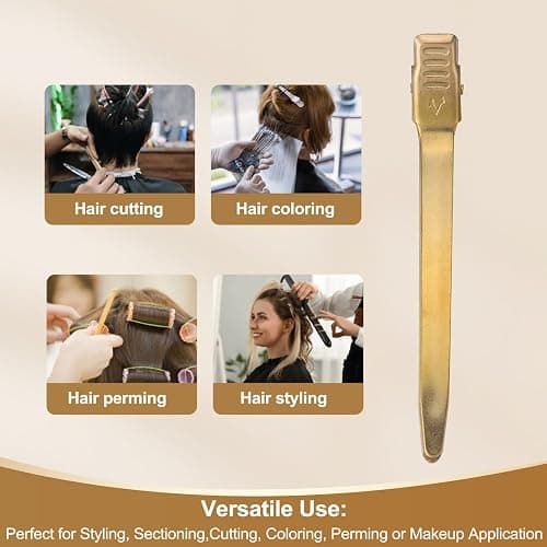 PERFEHAIR 6 Pcs Duckbill Alligator Hair Clips for Women - Metal Sectioning Clips with Strong Grip for Styling, Coloring, Sturdy Duck Bill Clips for Holding Rollers & Setting Curls (Copper) thumbnail 5