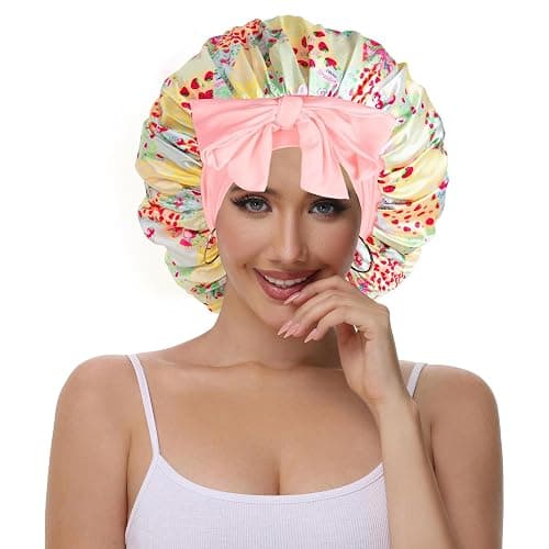 Vettres Double Layer Silk Bonnet with Tie Satin Lined Sleep Cap Hair Cover for Women's Curly Braids Natural Hair thumbnail 2
