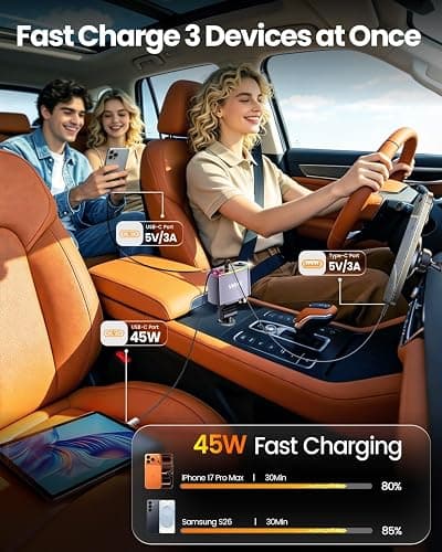 VHYNI Smart Car Air Freshener Diffuser,Auto Car Diffuser with 6 Fragrances | 2-in-1 Car Diffuser with Retractable Charger, Ultrasonic Car Aromatherapy Mist, Auto On/Off, Ambient Light thumbnail 7