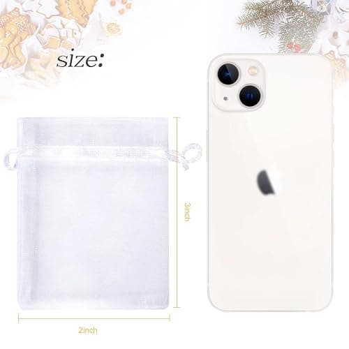 100Pcs White Organza Bags, 2x3Inch Sheer Wedding Party Favor Bags with Drawstring, Jewelry Gift Bags Christmas Candy Pouches thumbnail 2