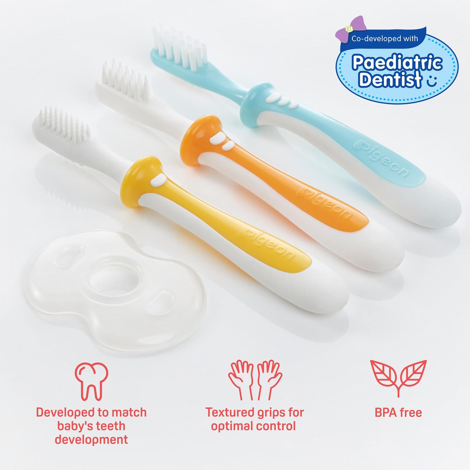 Pigeon 3-Step Training Toothbrush Set for Each Stage of Your Baby's Oral Development, 3-Pack thumbnail 2