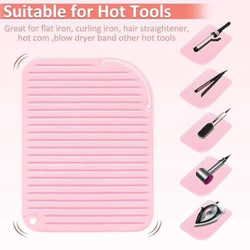 Quccefods Heat Resistant Mat Large Silicone Hot Hair Tools Holder for Curling Irons Flat Iron Hair Straightener Mat Portable Vanity Pad Accessories/Organizer thumbnail 5
