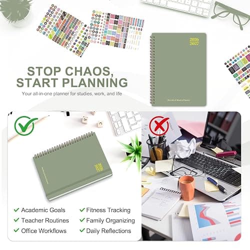 Planner 2026-2027, Weekly and Monthly Calendar Planner, JUL 2026 - JUN 2027 | A5(6.3'' x 8.5''), Hardcover, Agenda Book, Sprial Bound, Inner Pocket, Office and School Use thumbnail 7