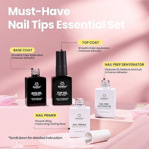 Beetles Tipex Instant Apex Nail Tips Kit – Almond Medium, 224PCS 16 Sizes | Pre-Etched, Thick Full Cover Acrylic Tips with Tipex Nail Glue, Dehydrator, Primer, Base & Top Coat, Mini UV Lamp thumbnail 5