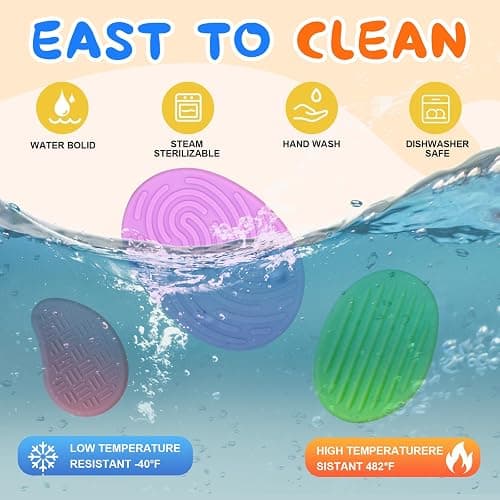 Sensory Fidget Toys, Silicone Textured Tactile Discs Set, 6 Pack Colorful Sensory Stone, Non-Sticky Smooth Surface, Sensory Play Educational Toys (Stone - 6 Pack) thumbnail 6