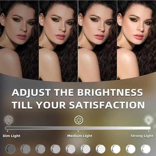 FENCHILIN Hollywood Mirror with Light 12.0W'' * 14.5L'' Lighted Makeup Mirror Vanity Makeup Mirror Smart Touch Control 3 Colors Dimable Light Detachable 10X Magnification 360°Rotation(Black) thumbnail 5