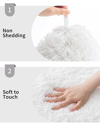 Disolla Small Bathroom Rugs 17x24 Non Slip White Fluffy Bath Mat for Bathroom Floor Machine Washable Plush Luxury Bath Rug for Tub Soft Shaggy Absorbent Shower Mat thumbnail 5