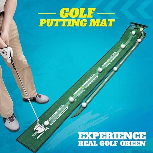 Putting Green Indoor - Golf Putting Mat with Realistic Green Speed,Dual Hazard Putting Mat, Ball Return, Velvet Surface, 8ft Practice Putting mat, Indoor&Outdoor Training Aid - Perfect Golf Gift thumbnail 2